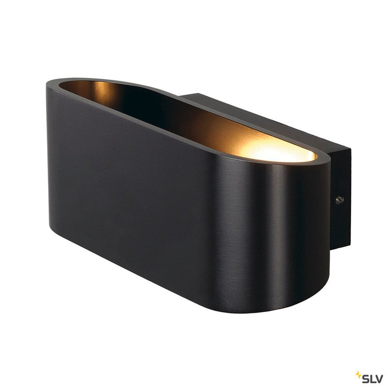 OSSA 180 wall light, QT-DE12, oval, up/down, black, L/W/H 18/8/7 cm, max. 100W