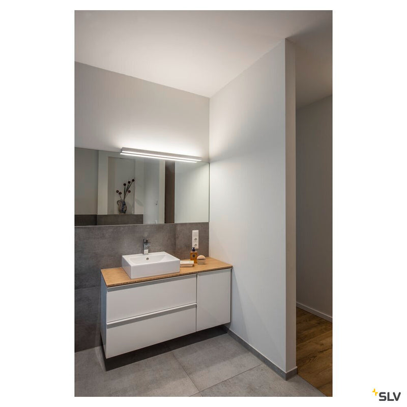 SEDO 21, wall light, LED, 3000K, square, brushed aluminium, frosted glass, L/W/H 89.5/8.5/4 cm, energy saving lamp, 33 W