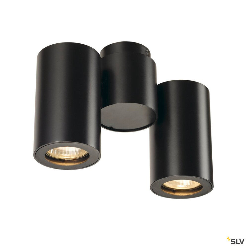 ENOLA_B, wall and ceiling light, double-headed, QPAR51, black, max. 100 W