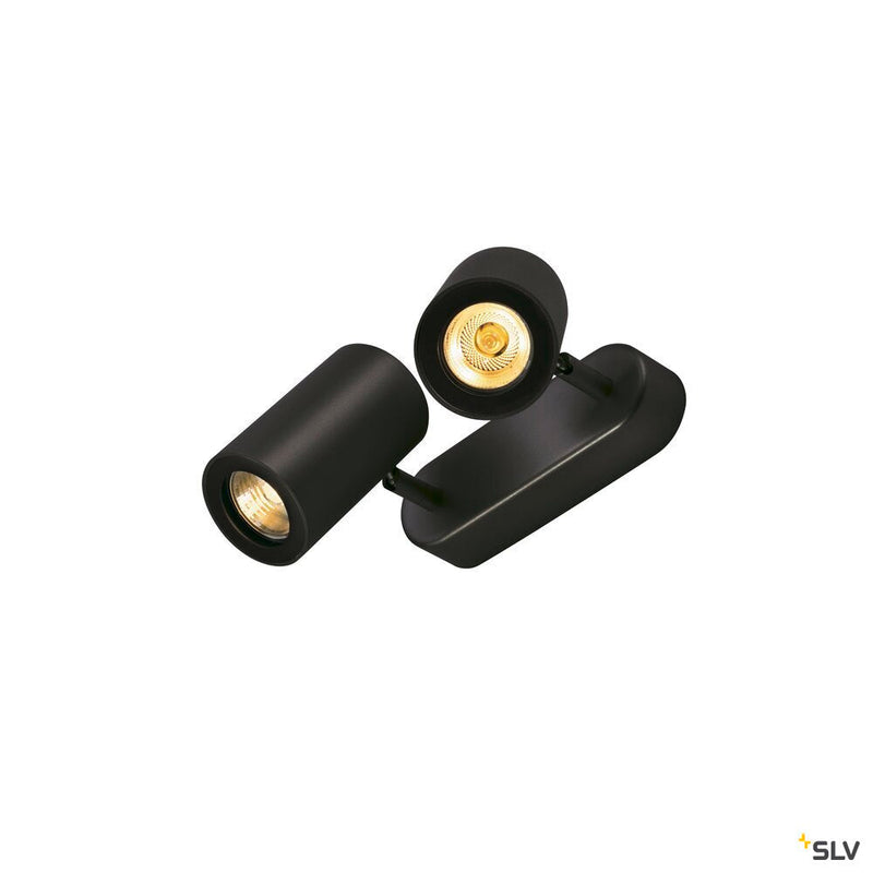 ENOLA_B, wall and ceiling light, spot, double-headed, QPAR51, black, max. 100W