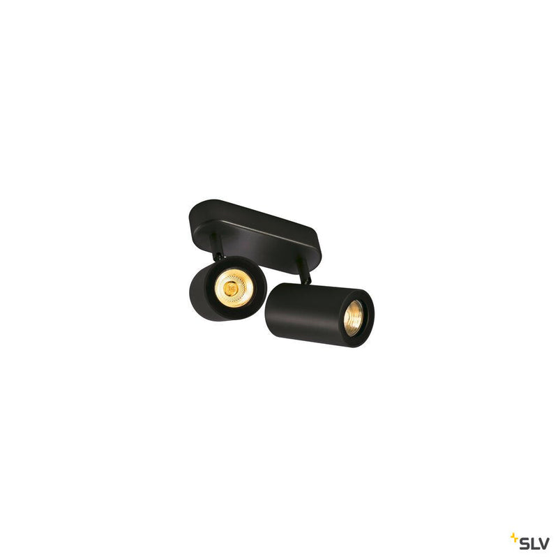ENOLA_B, wall and ceiling light, spot, double-headed, QPAR51, black, max. 100W