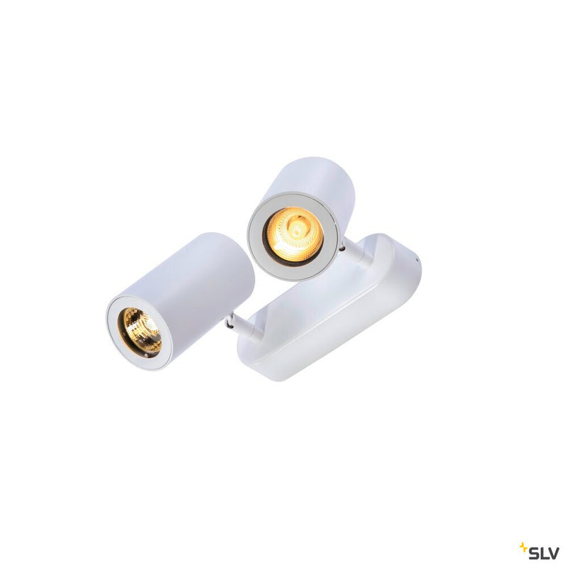 ENOLA_B, wall and ceiling light, spot, double-headed, QPAR51, white, max. 100W