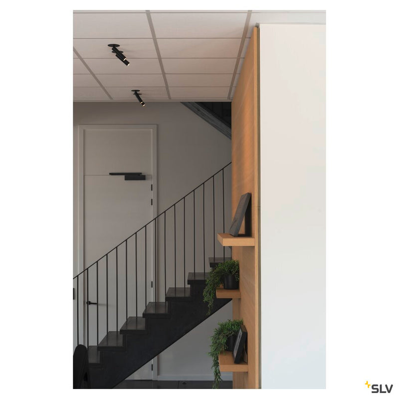 KARPO, recessed fitting, single-headed, LED, 3000K, black, flat canopy, 7.5W