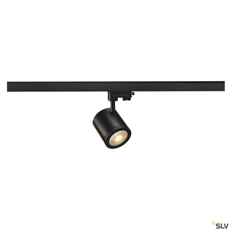 ENOLA_C, spot for 240V 3-phase track, LED, 3000K, round, black, 55°, 11.2 W, incl. 3-phase adapter
