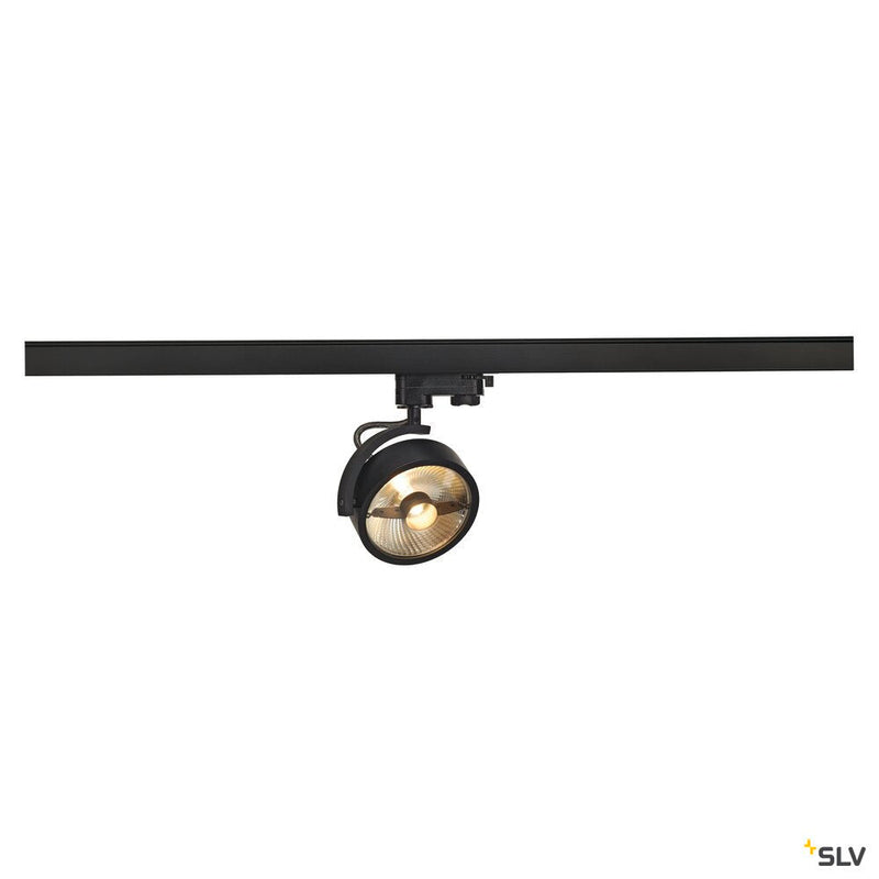 KALU TRACK, spot for 240V 3-phase track, QPAR111, black, max. 75 W, incl. 3-phase adapter