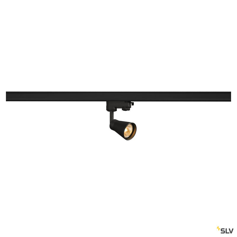 AVO, spot for high-voltage 3-phase track, QPAR51, black, max. 50W, incl. 3-phase adapter