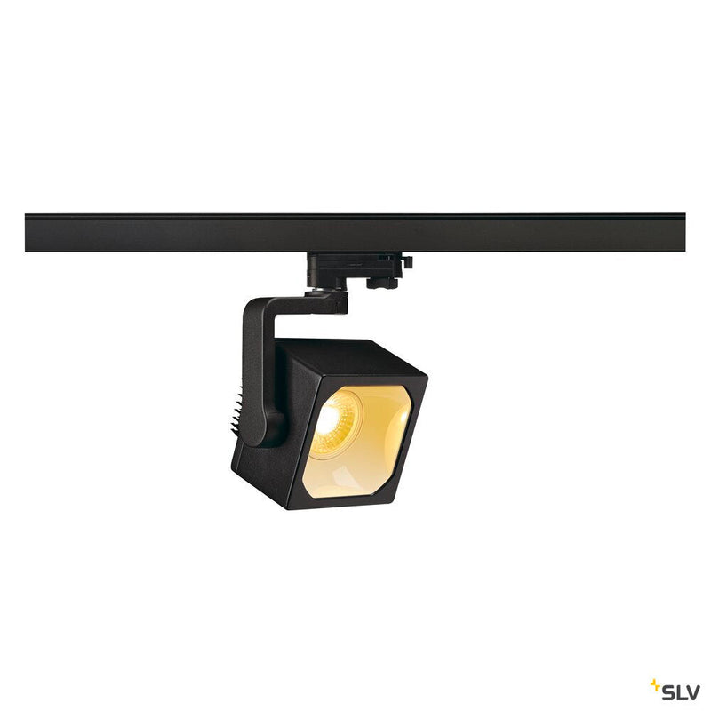 EURO CUBE, spot for 240V 3-phase track, LED, 3000K, black, 60°, incl. 3-phase adapter