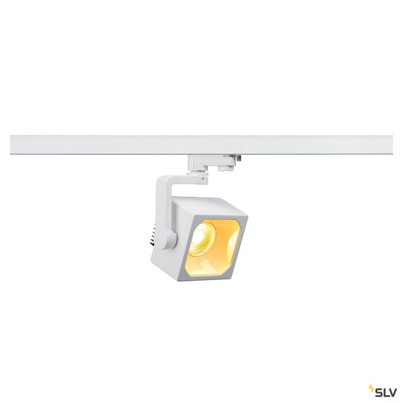 EURO CUBE, spot for 240V 3-phase track, LED, 3000K, white, 60°, incl. 3-phase adapter
