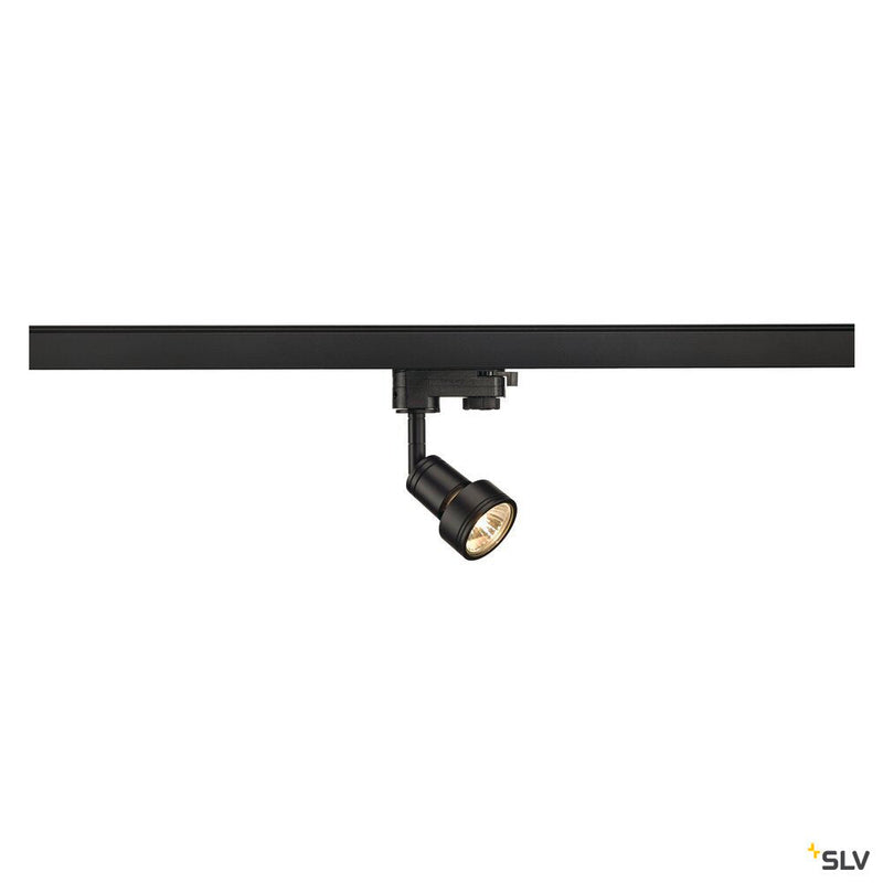 PURI, spot for 240V 3-phase track, QPAR51, matt black, max. 50W, incl. 3-phase adapter
