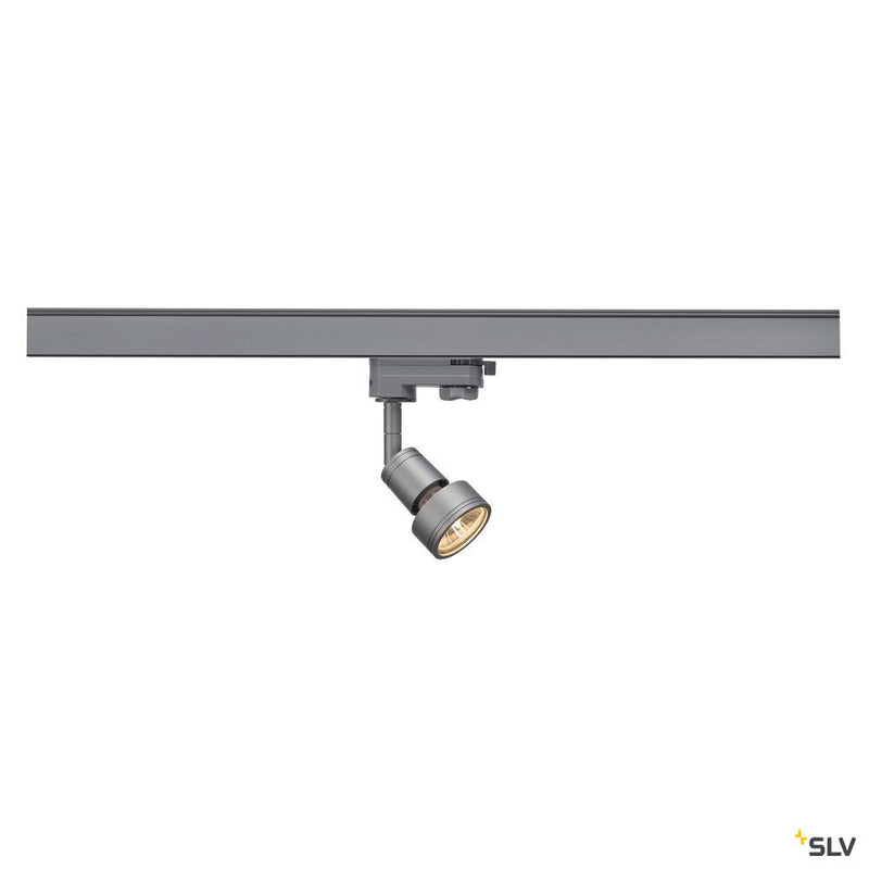 PURI spot for 240V 3-phase track, QPAR51, silver-grey, max. 50W, incl. 3-phase adapter