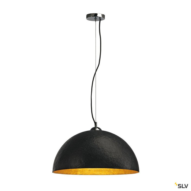 FORCHINI PD-1, pendant, A60, round, matt black/gold, Ø 50 cm, max. 40W