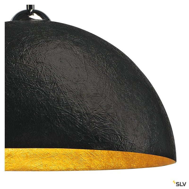 FORCHINI PD-1, pendant, A60, round, matt black/gold, Ø 50 cm, max. 40W