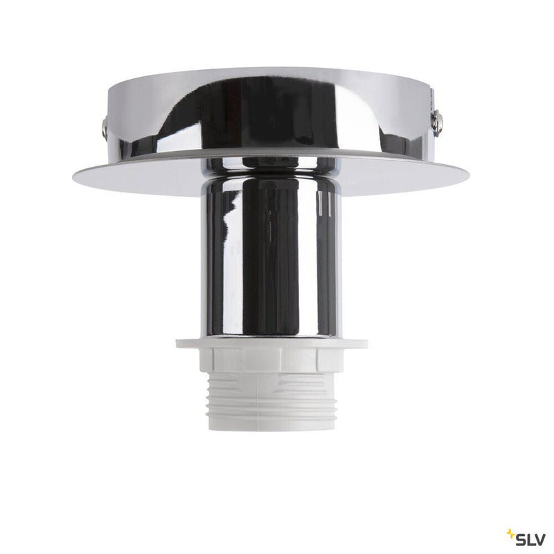 FENDA, ceiling light, ceiling plate, A60, chrome, without shade, max. 60W