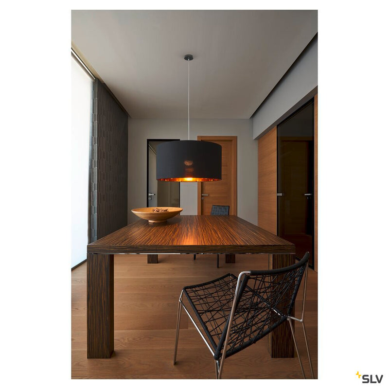 FENDA, lamp shade, round, black/copper, Ø/H 45.5/28 cm