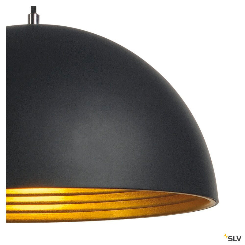 FORCHINI M PD-2, pendant, TC-(D,H,T,Q)SE, round, black/gold, Ø 40cm, max. 40W