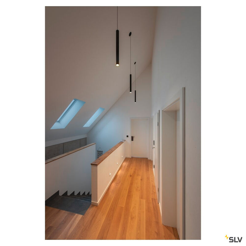 HELIA 30, pendant, LED, 3000K, round, black, flat canopy for recessed installation, 7.5W