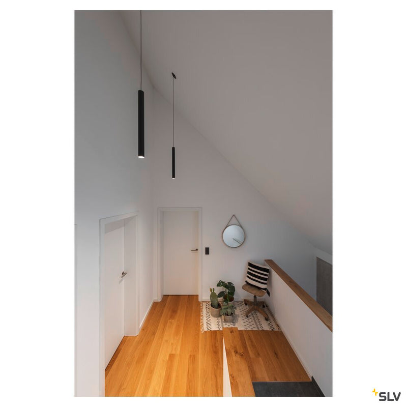 HELIA 30, pendant, LED, 3000K, round, black, flat canopy for recessed installation, 7.5W
