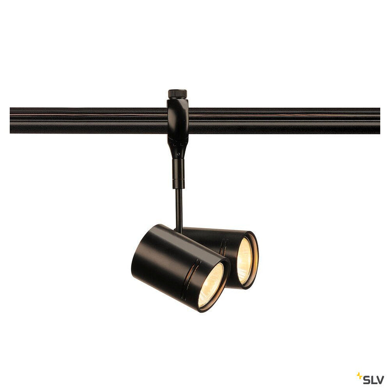 BIMA 2, spot for 240V track EASYTEC II, QPAR51, double-headed, black, 2x50W max.