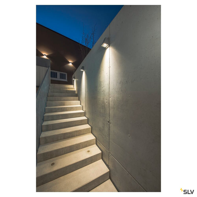 LOGS WALL, outdoor wall light, LED, 3000K, IP44, square, silver-grey, 8W