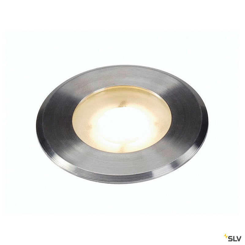 DASAR FLAT 80, outdoor inground fitting, LED, 3000K, IP67, round, brushed stainless steel, 4.3W
