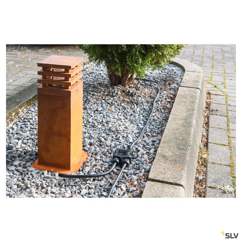 RUSTY SQUARE 40, outdoor floor stand, LED, 3000K, square, rusted steel, L/W/H 12/12/40