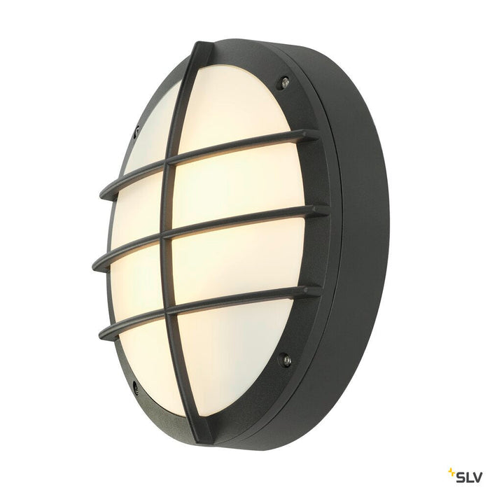 BULAN GRID, outdoor wall and ceiling light, A60, IP55, round, anthracite, max. 50W, PC cover