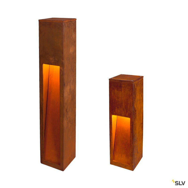 RUSTY SLOT 50, outdoor floor stand, TC-DSE, IP44, rusted steel, L/W/H 12/12/50 cm, max. 11W