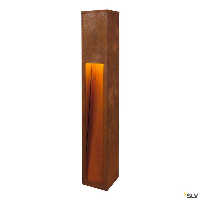 RUSTY SLOT 80, outdoor floor stand, TC-DSE, IP44, rusted steel, L/W/H 12/12/80 cm, max. 11W
