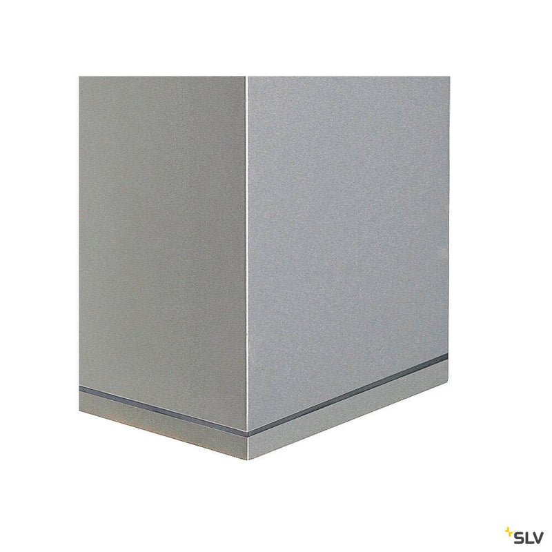 THEO, outdoor wall light, QPAR51, IP44, square, up/down, silver-grey, max. 70W