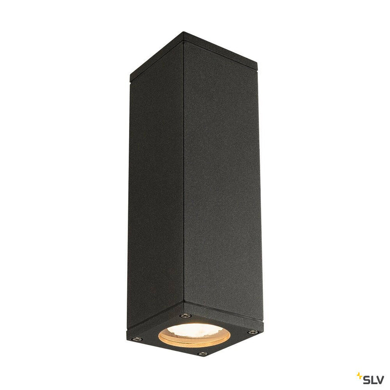 THEO, outdoor wall light, QPAR51, IP44, square, up/down, anthracite, max. 70W