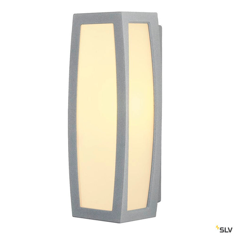 MERIDIAN BOX, outdoor wall light, TC-(D,H,T,Q)SE, IP54, silver-grey, max. 20W, with sensor