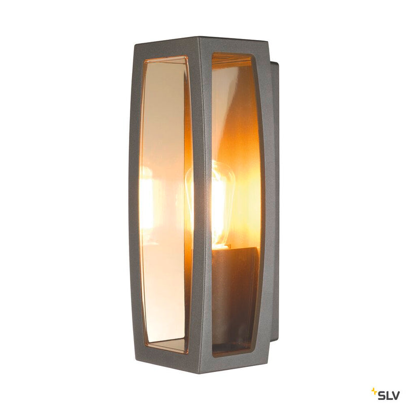 MERIDIAN BOX 2, outdoor wall light, TC-(D,H,T,Q)SE, anthracite, max. 25W, clear plastic