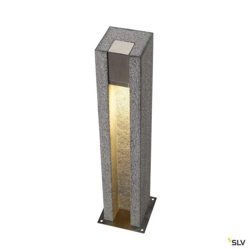 ARROCK SLOT, outdoor floor stand, LED GU10 51 mm, IP44, square, salt & pepper, granite, 4W LED