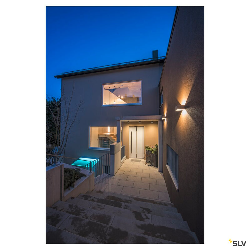 LOGS WALL, outdoor wall light, LED, 3000K, IP44, square, silver-grey, 8W