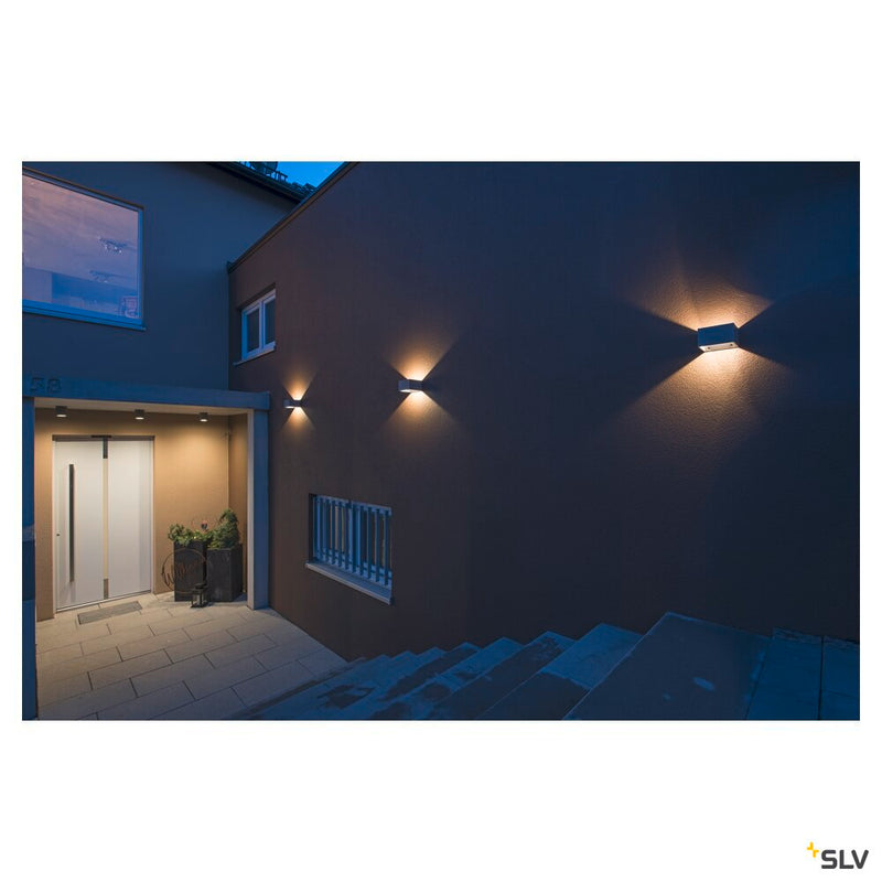LOGS WALL, outdoor wall light, LED, 3000K, IP44, square, silver-grey, 8W