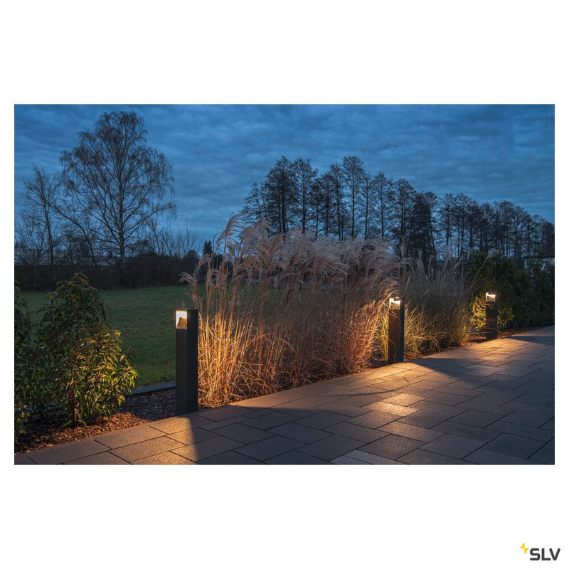 LOGS 70, outdoor floor stand, LED, 3000K, IP44, square, anthracite, L/W/H 13/8/69,5 cm, 8W