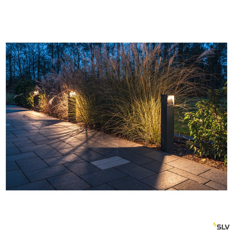 LOGS 70, outdoor floor stand, LED, 3000K, IP44, square, anthracite, L/W/H 13/8/69,5 cm, 8W