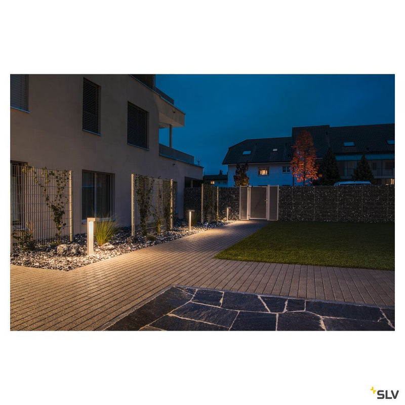 QUADRASYL 75, outdoor floor lamp, energy saving lamp GX53, IP44, square, silver-grey, L/W/H 19/22.5/75 cm, max. 11W