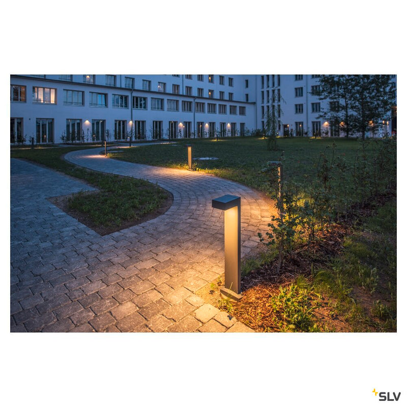 QUADRASYL 75, outdoor floor lamp, energy saving lamp GX53, IP44, square, anthracite, L/W/H 19/22.5/75 cm, max. 11W