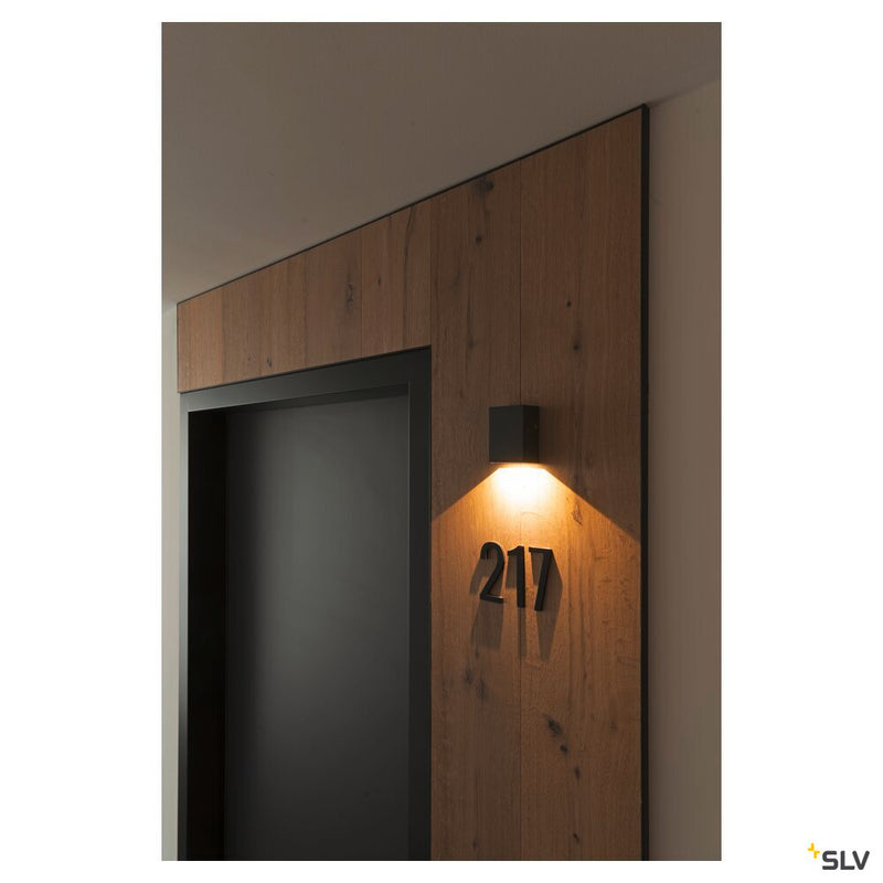 QUAD 1 XL, wall light, LED, 3000K, IP44, square, anthracite, 3.2W