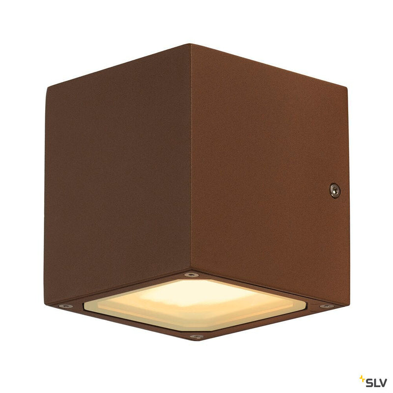 SITRA CUBE, outdoor wall light, TCR-TSE, IP44, rust, max. 18W