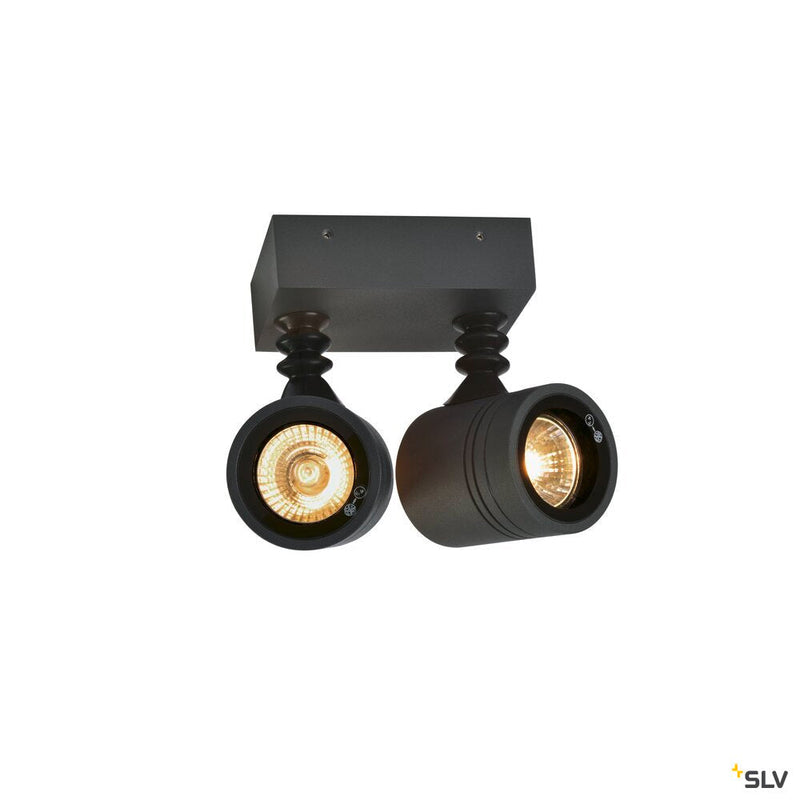 MYRA WALL, outdoor wall and ceiling light, double-headed, QPAR51, IP55, anthracite, max.100W