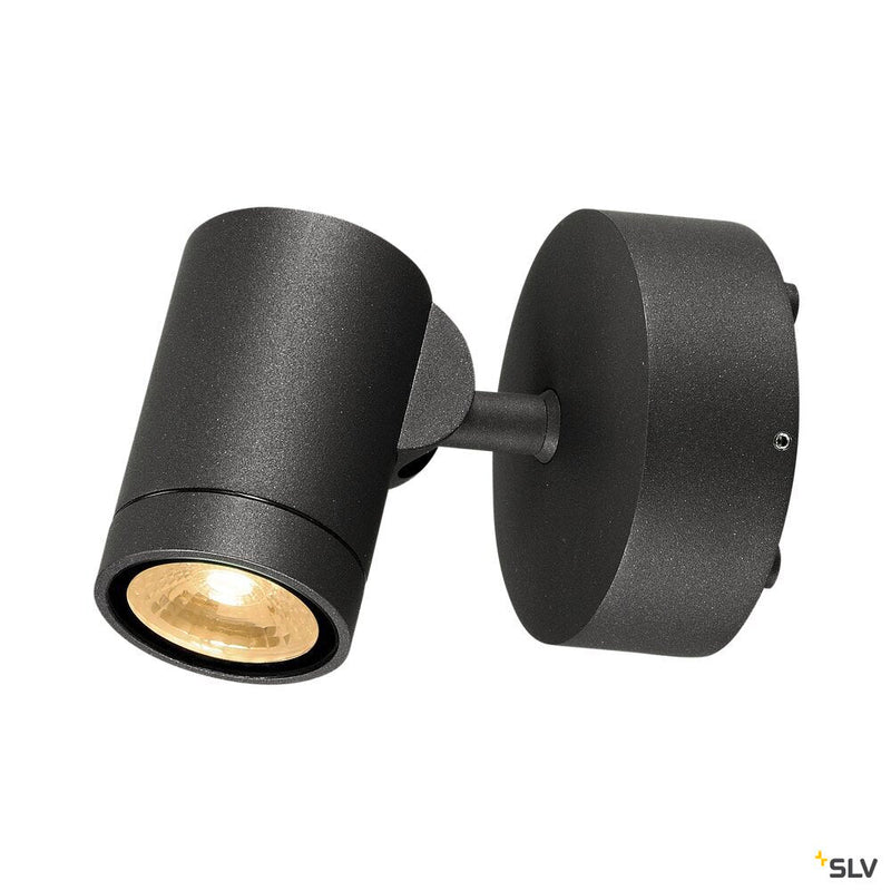HELIA, outdoor wall light, single-headed, LED, 3000K, IP55, anthracite, tiltable, 8W