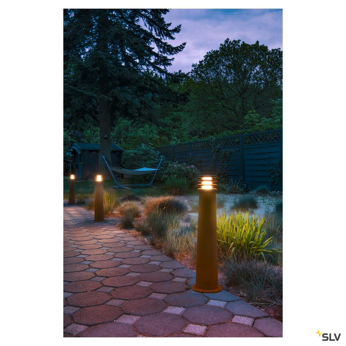 RUSTY 70, outdoor floor stand, LED, 3000K, round, rusted steel, Ø/H 19/70 cm