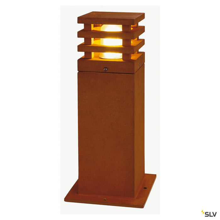 RUSTY SQUARE 40, outdoor floor stand, LED, 3000K, square, rusted steel, L/W/H 12/12/40