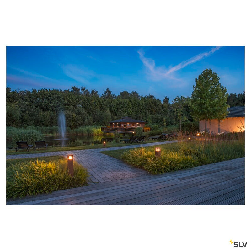 RUSTY SQUARE 70, outdoor floor stand, LED, 3000K, square, rusted steel, L/W/H 12/12/71