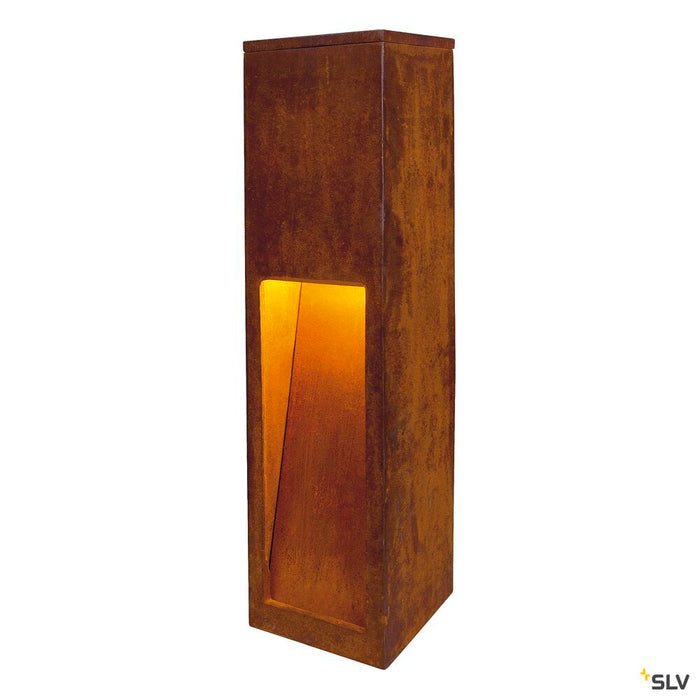 RUSTY SLOT 50, outdoor floor stand, LED, 3000K, rusted steel, L/W/H 12/12/50 cm