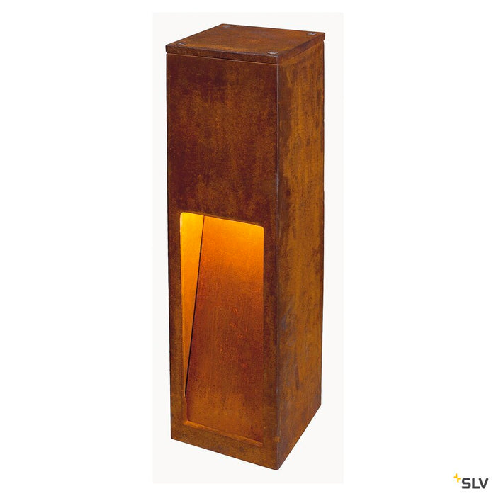 RUSTY SLOT 50, outdoor floor stand, LED, 3000K, rusted steel, L/W/H 12/12/50 cm