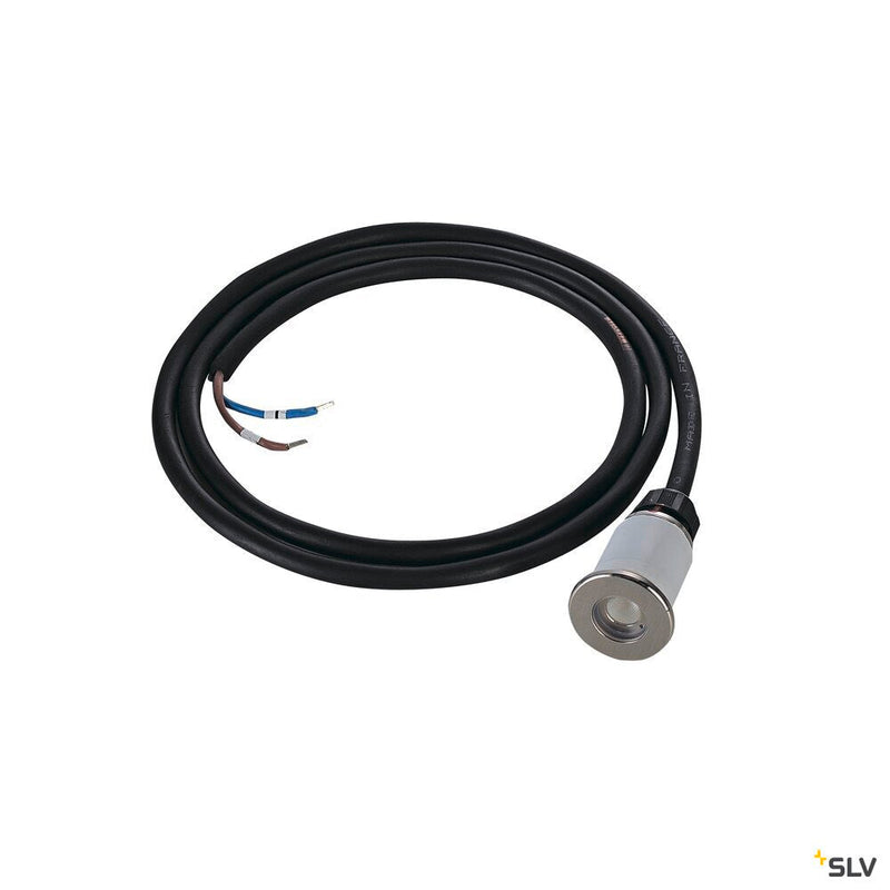 DASAR MINI 37, outdoor inground fitting, LED, 3000K, IP67, round, brushed stainless steel, 12-24V, 2W