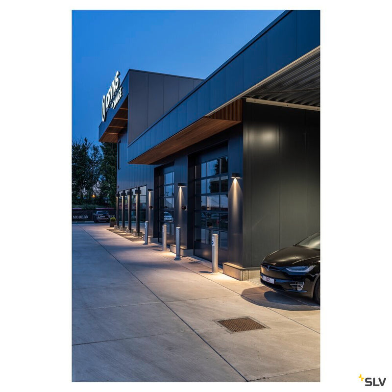 BIG THEO WALL, outdoor wall light, double-headed, LED, 3000K, Flood up/Beam down, silver-grey, W/H/D 13/29/13.5 cm